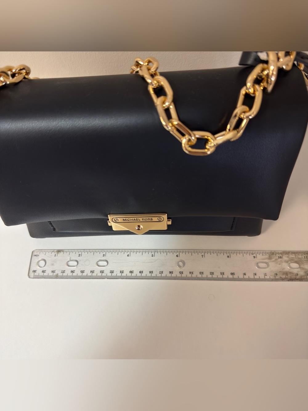 Michael Kors Black Leather Crossbody Bag with Gold Chain - Picture 7 of 10